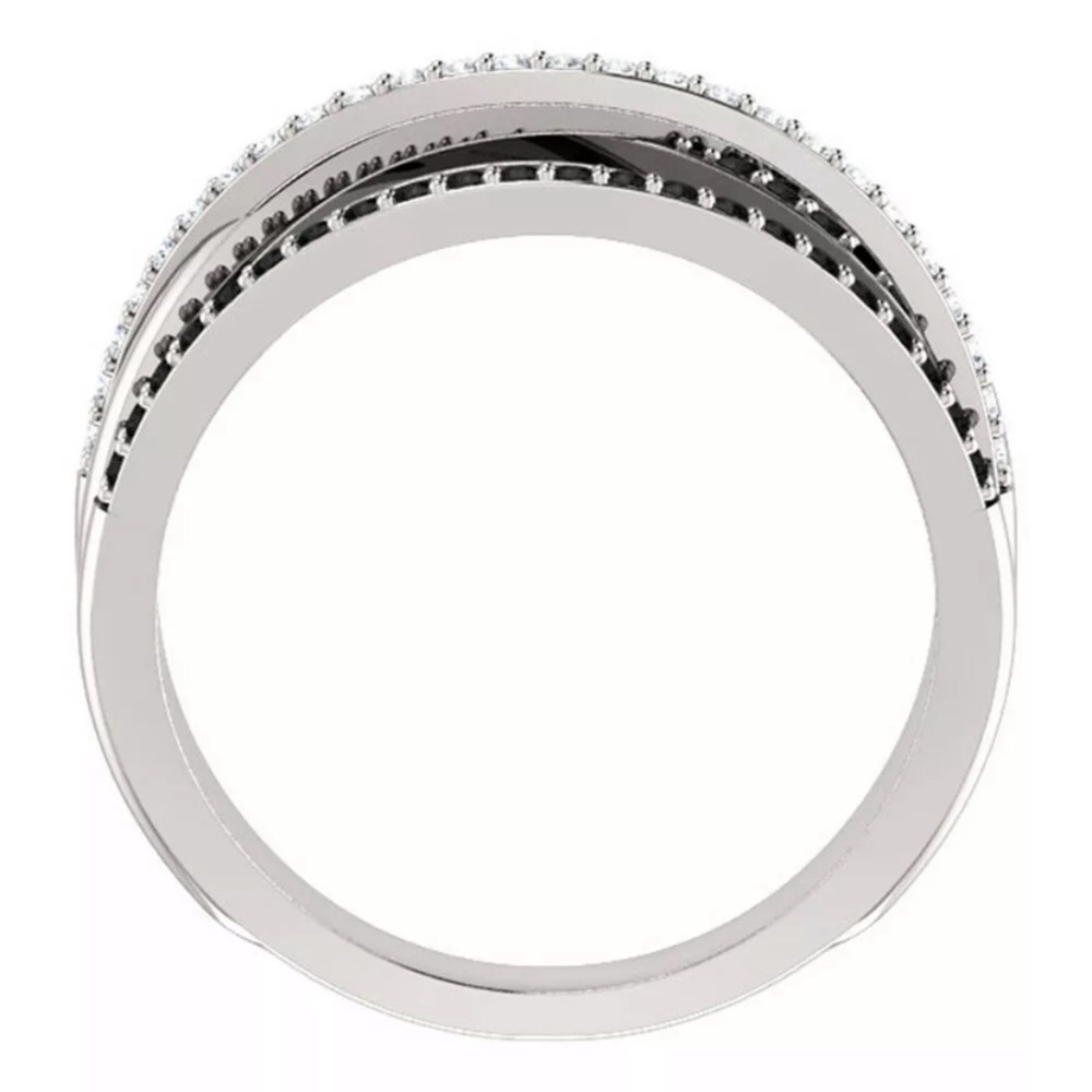 925 Silver Rings Black & White Sapphire New Ring - Picture 2 of 6